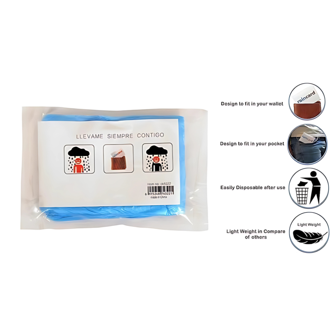 FULLY Reusable Wallet Rain Card – Pocket Raincoat for Adults