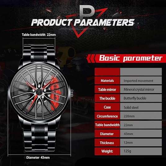 Men’s 3D Sports Wheel Hub Watch